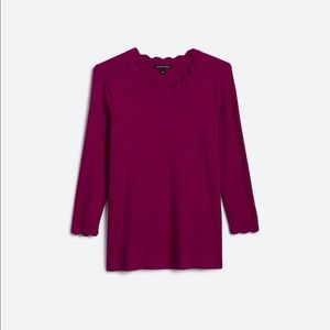 NWT! Seena Scalloped 3/4 Sleeve Fitted Pullover